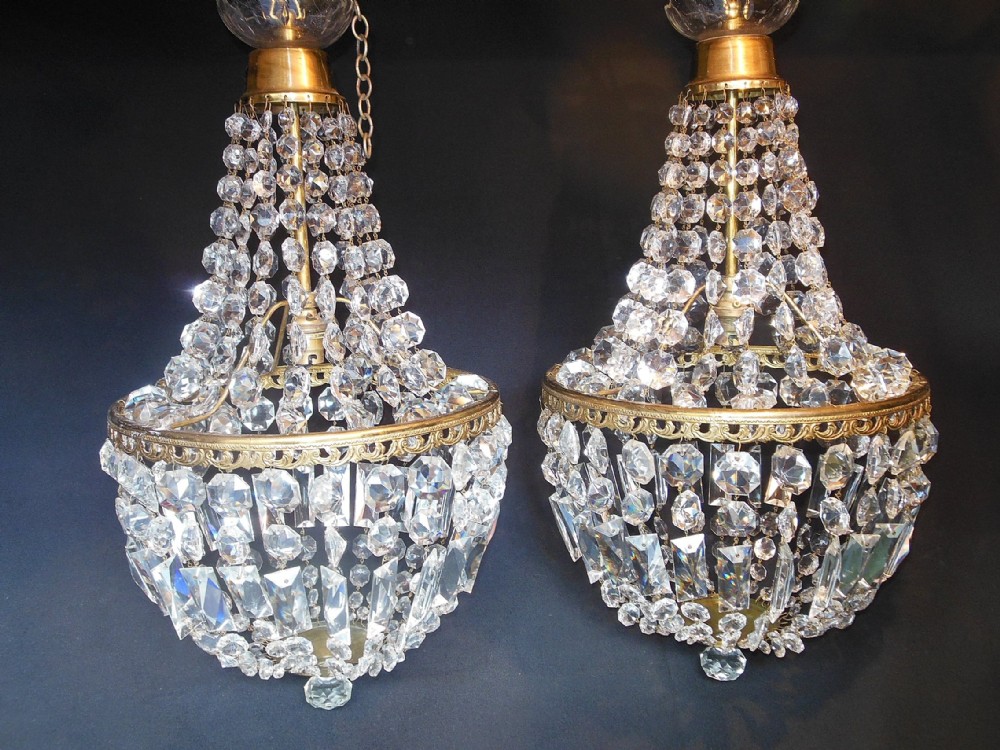 pair of crystal purse chandeliers