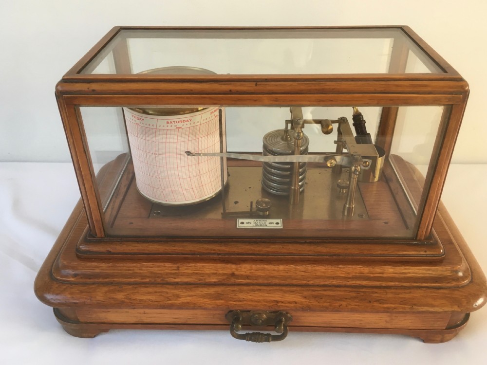 late 19th century oak barograph by james hicks of london