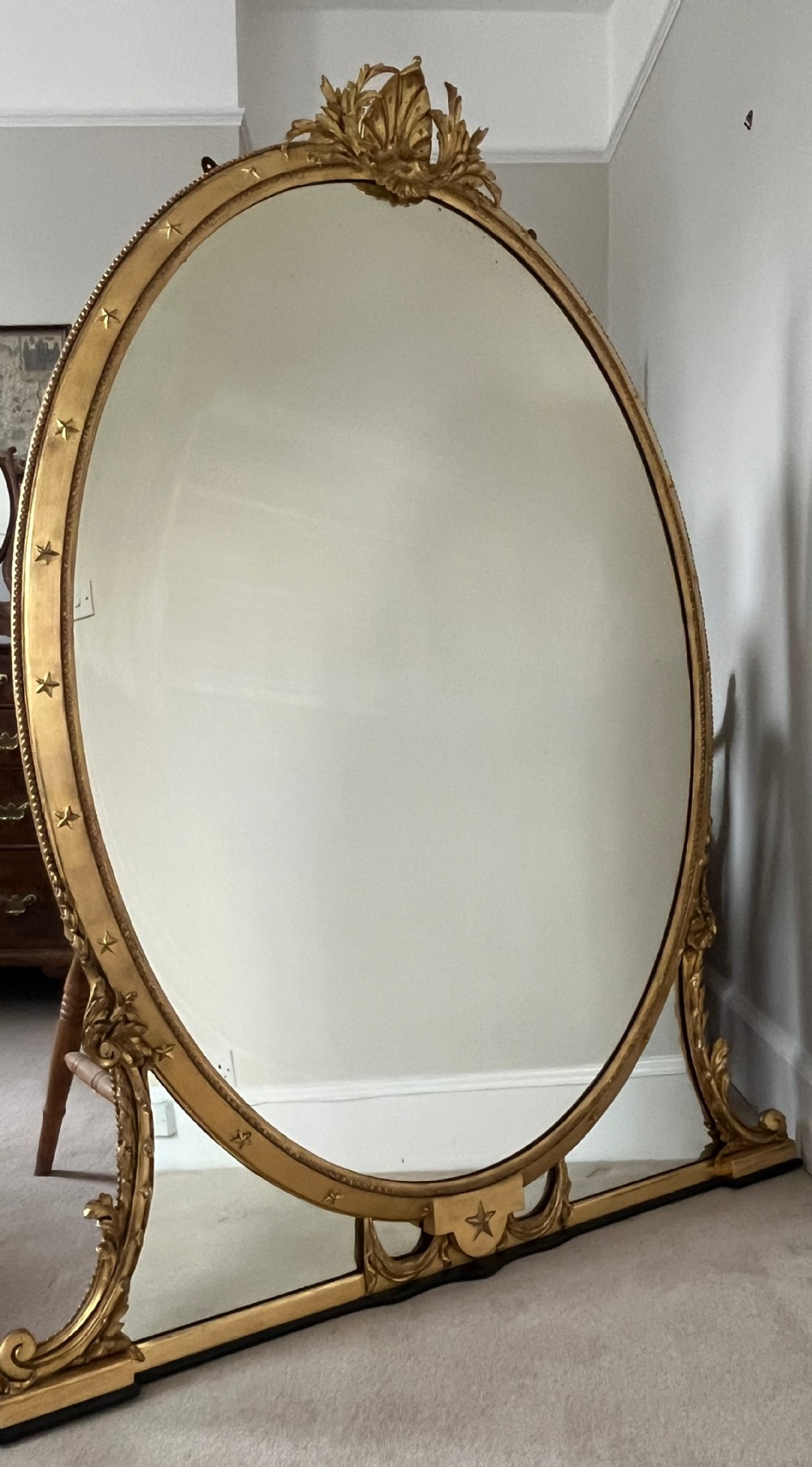 large restored oval victorian overmantle mirror