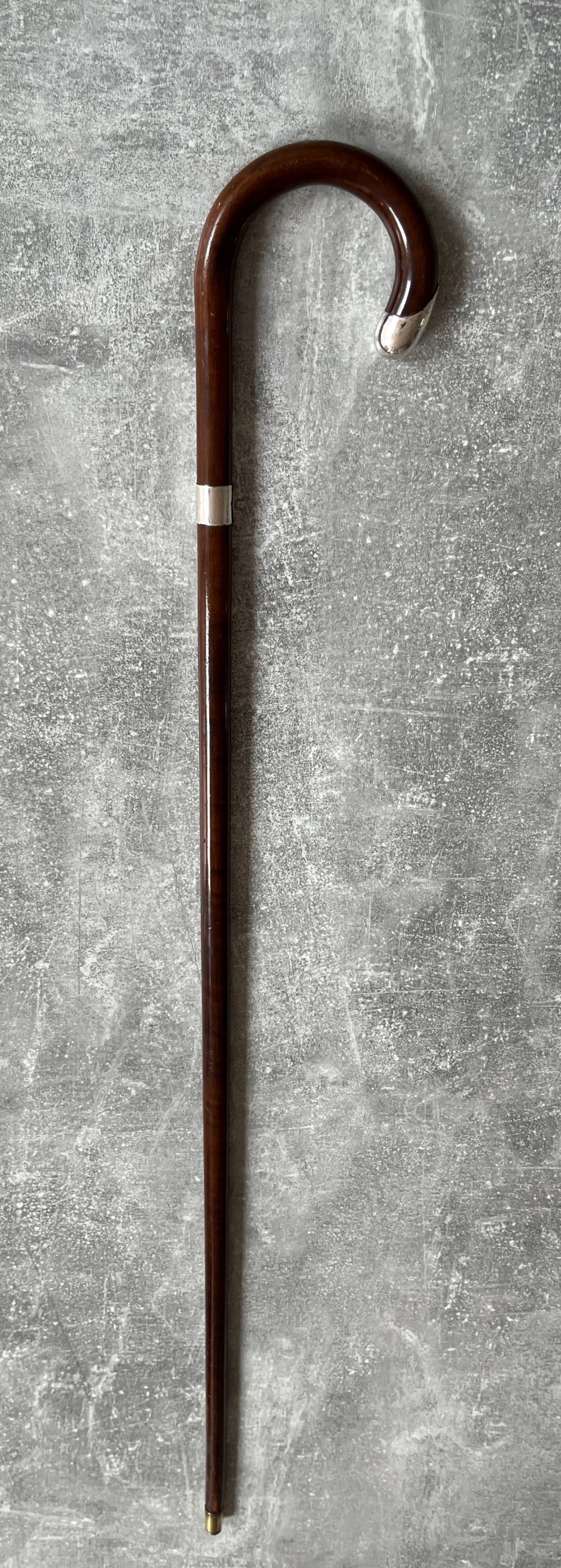 edwardian walking stick with silver mounts