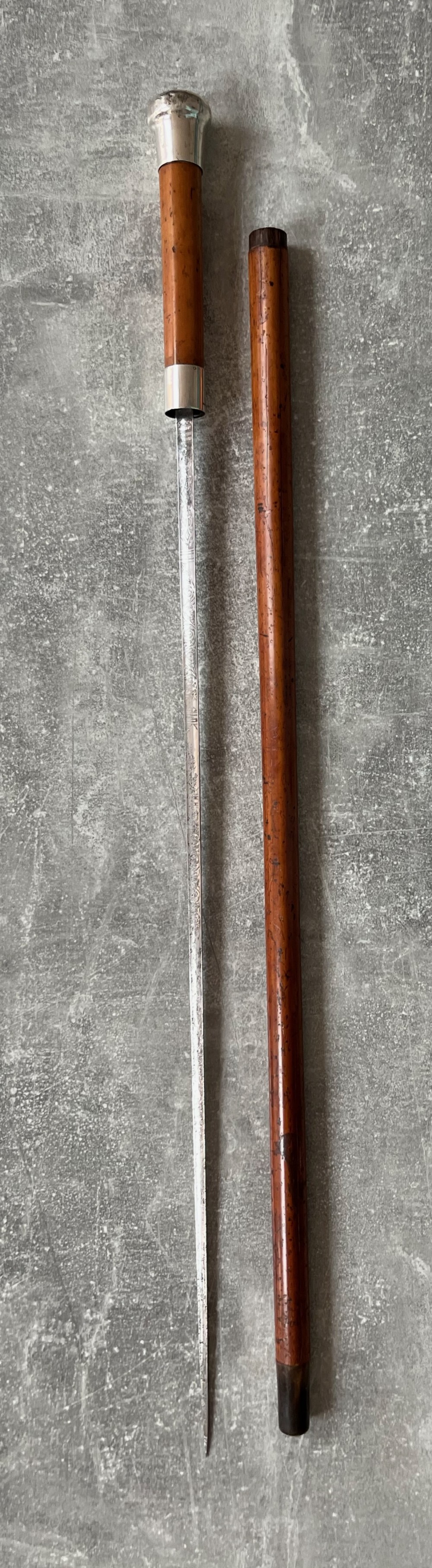 silver mounted malacca sword stick with wilkinson blade